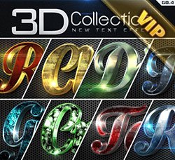 极品3D金属质感的PS图层样式：New 3D Collection Text Effects GO.4